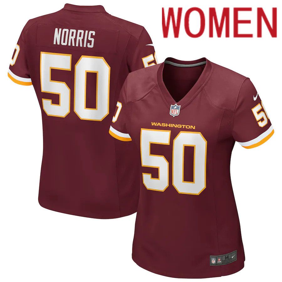 Women Washington Redskins 50 Jared Norris Nike Burgundy Game Player NFL Jersey
